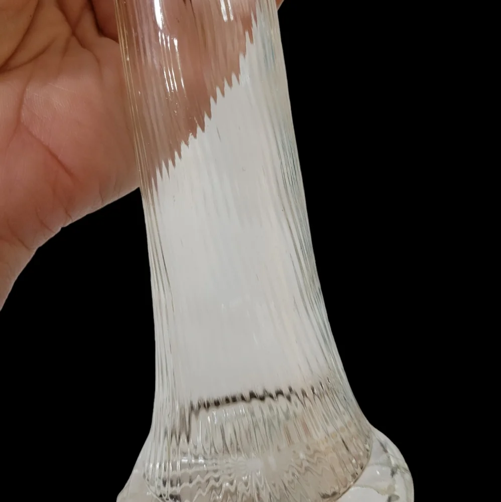 Vintage Swung Vase Clear Ribbed Pattern